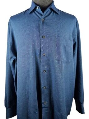 Massini Men's Blue Long Sleeve Button Down Business Casual Size L